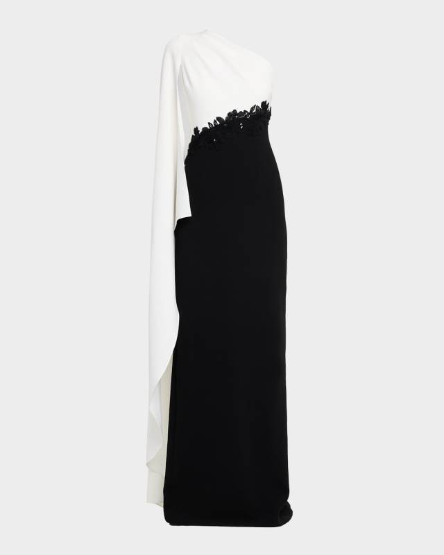 Cape-Sleeve Column Gown